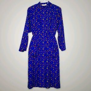 80s/90s Albert Nipon Floral Print Prairie Dress